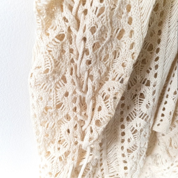 Bohemian Crochet Tunic in Off White / Cream Knit Boho Swim Beach Cover Up‎ - Picture 7 of 8